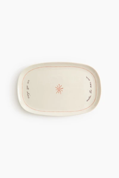 Stoneware Serving Plate with Motif