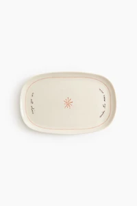 Stoneware Serving Plate with Motif