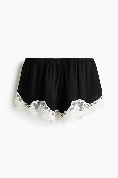 Lace-Trimmed Pajama Shorts