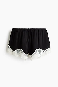 Lace-Trimmed Pajama Shorts