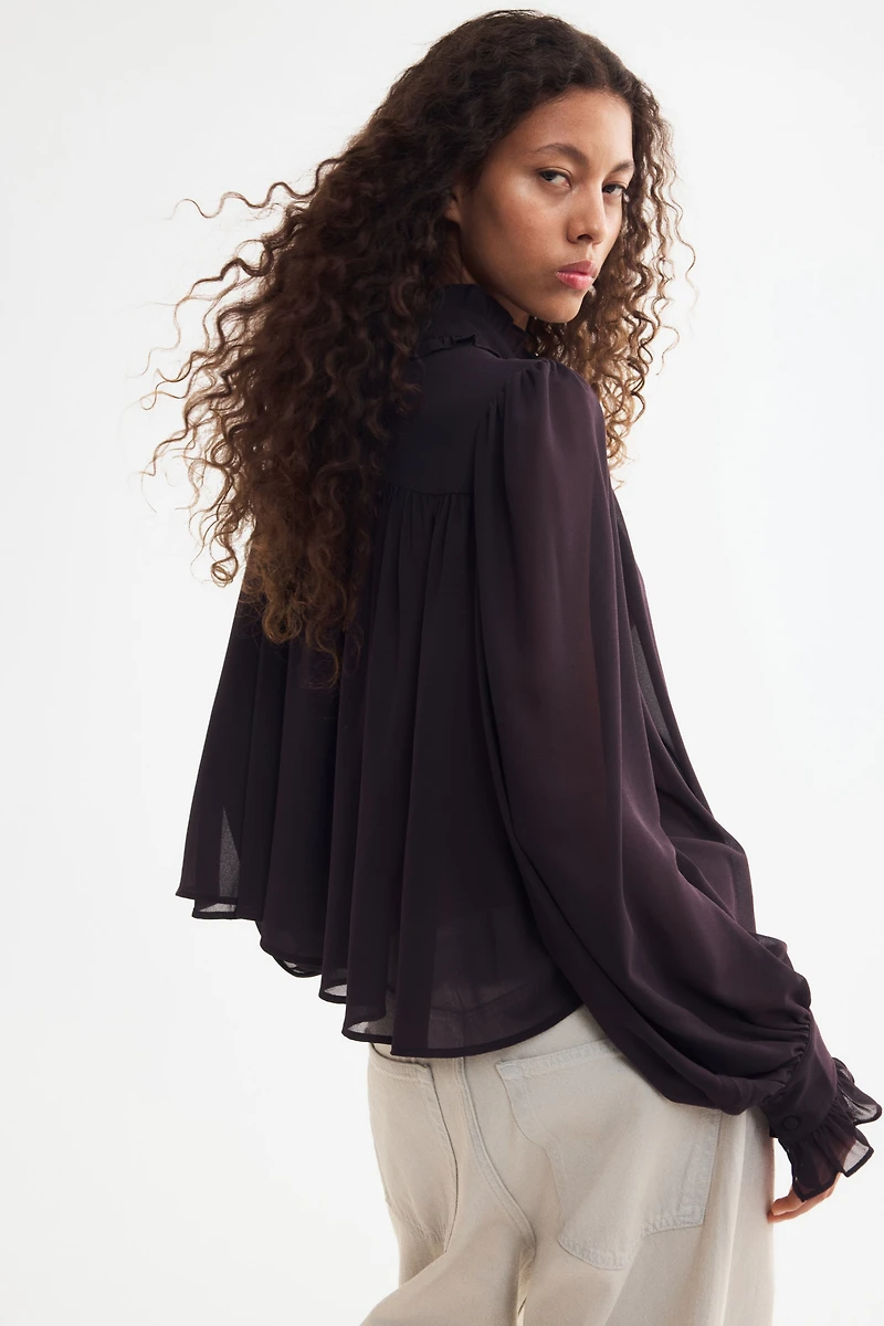 Puff-Sleeved Chiffon Blouse