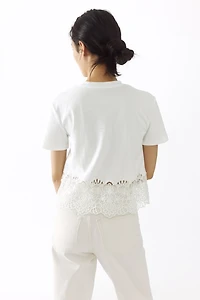 Lace-Trimmed T-Shirt