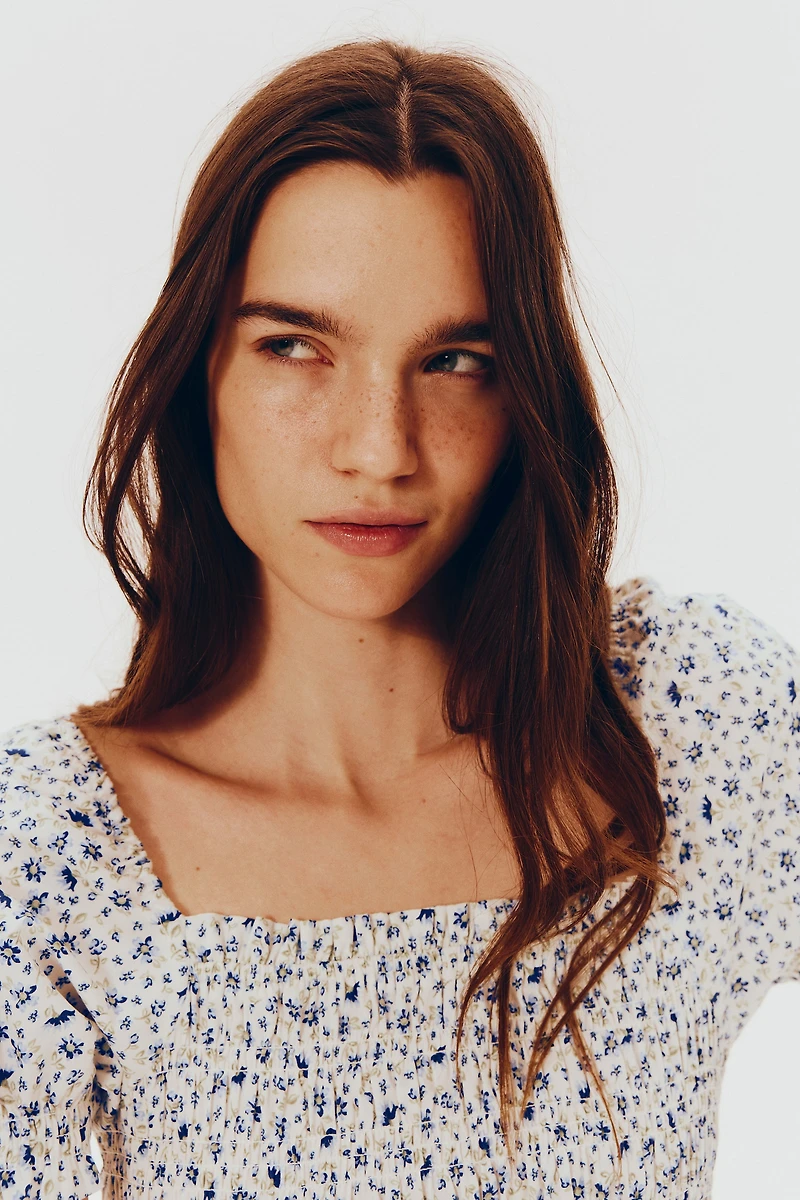 Robe smockée en popeline