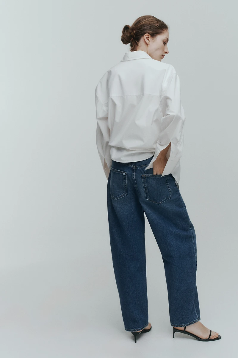High-Waist Barrel-Leg Ankle Jeans