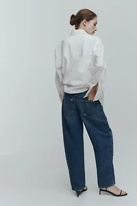 High-Waist Barrel-Leg Ankle Jeans