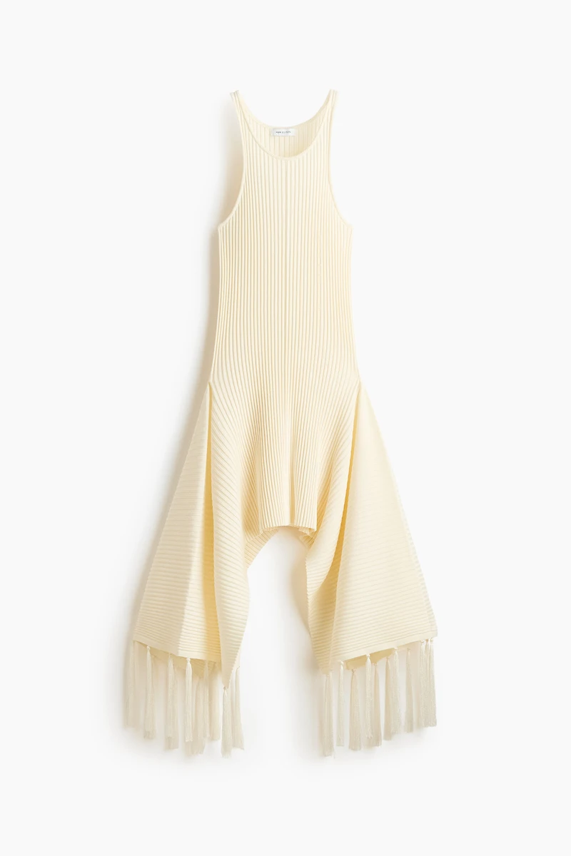 Robe frangée en tricot côtelé