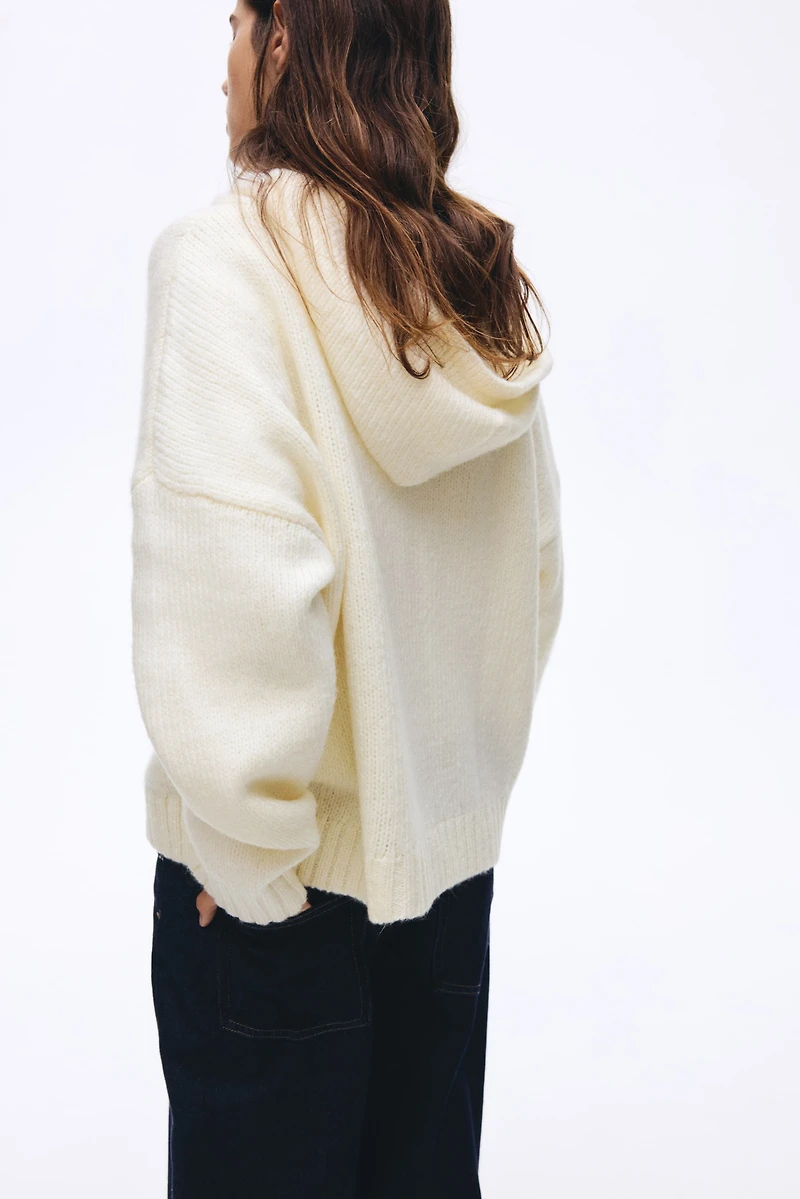 Veste à capuche en tricot fermeture éclair