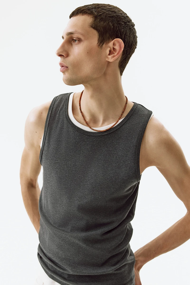 Slim-Fit Ribbed Tank Top