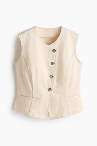 Twill Vest with Hammered Buttons