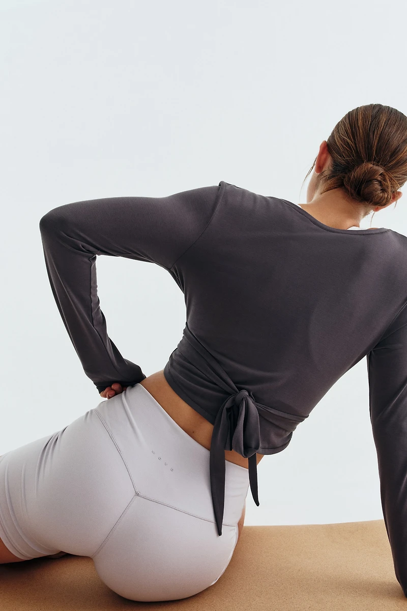 Tie-Front Yoga Crop Top with SoftMove™