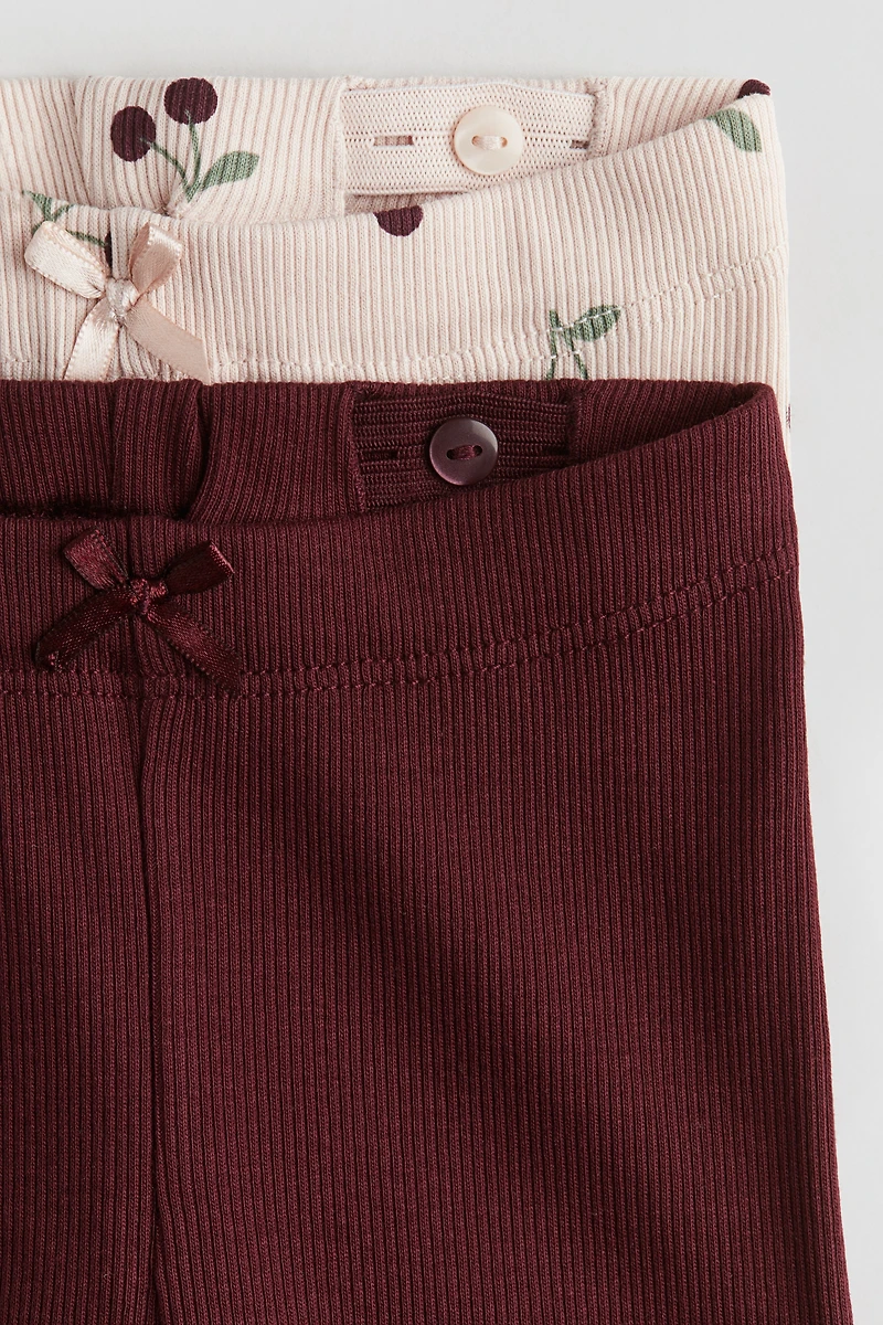 Lot de 2 leggings en coton côtelé