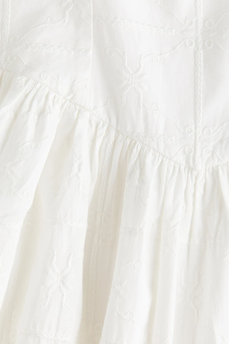 Embroidered Dress with Flared Skirt