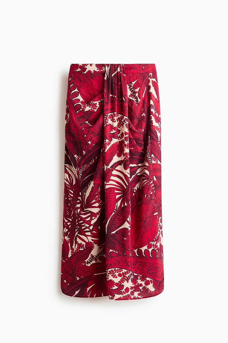 Gathered-Detail Midi Skirt