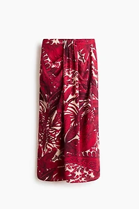 Gathered-Detail Midi Skirt