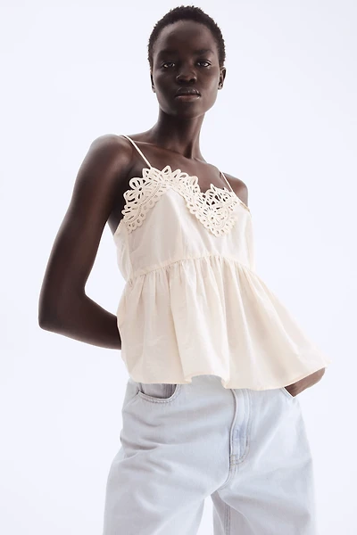 Lace-Trimmed Strappy Top
