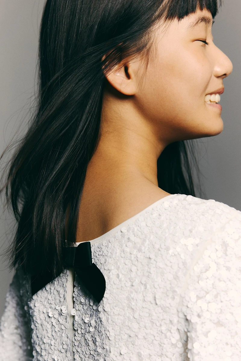 Bow-Detail Sequined Dress