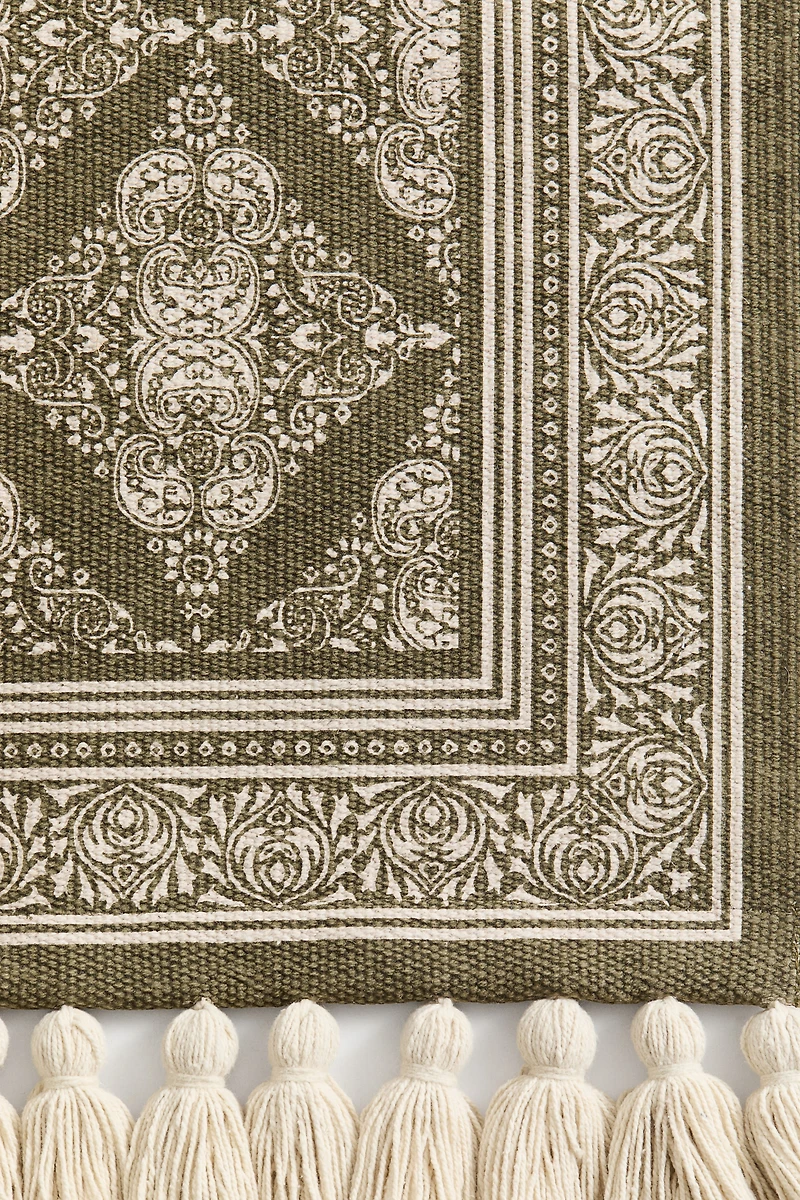 Patterned Rug with Fringe