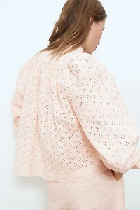 Veste en coton avec broderie anglaise