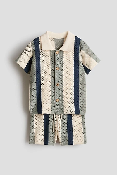 Ensemble 2 pièces en tricot filet de coton