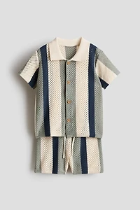 Ensemble 2 pièces en tricot filet de coton