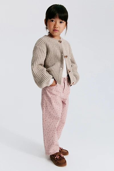 Cotton Twill Barrel-Leg Pants