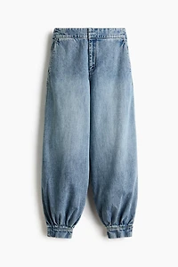 Balloon-leg denim trousers