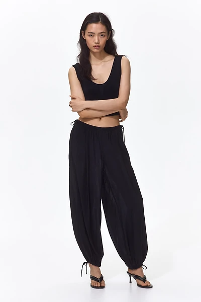 Balloon-Leg Pants with Drawstring
