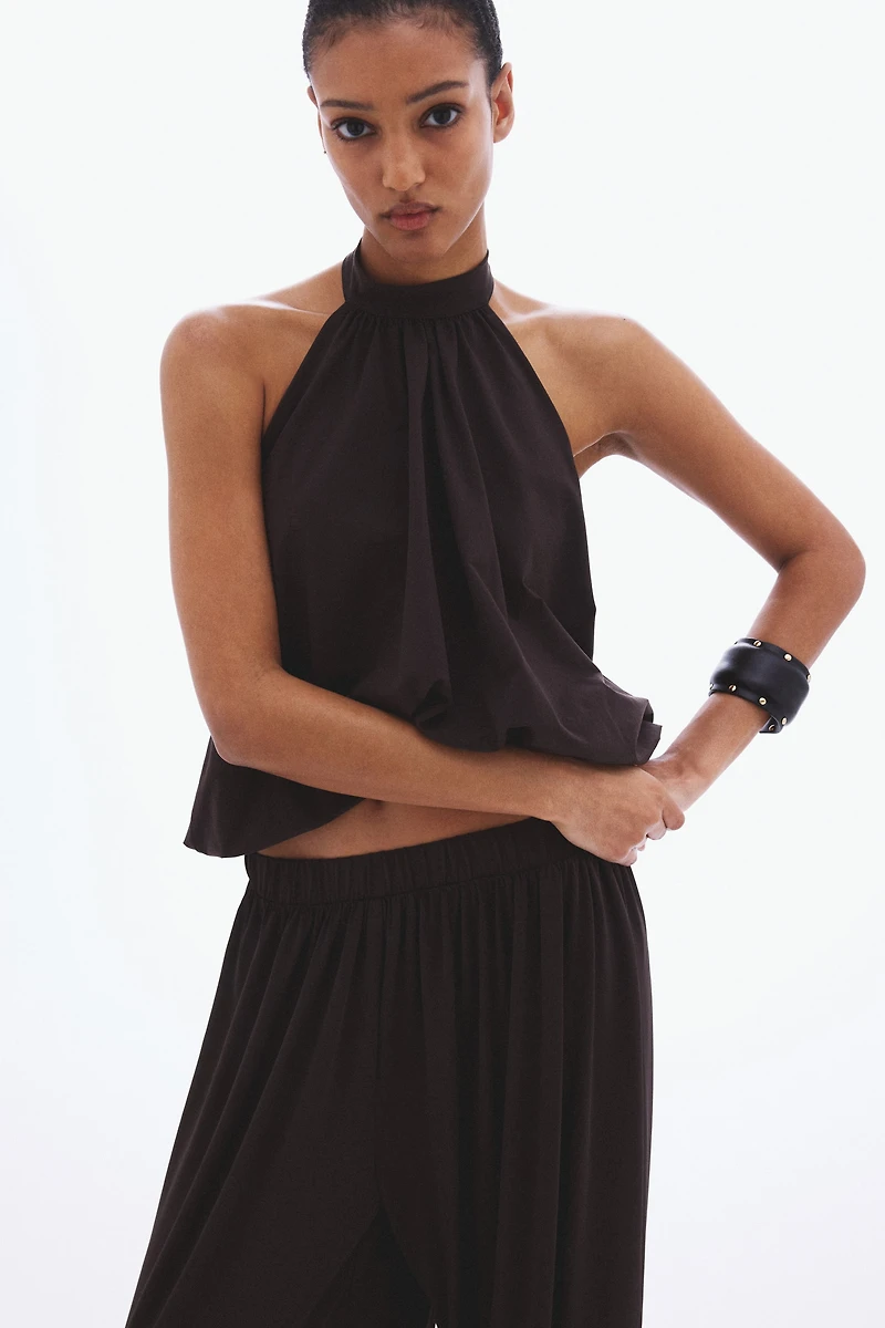 Bubble-Hem Halterneck Top