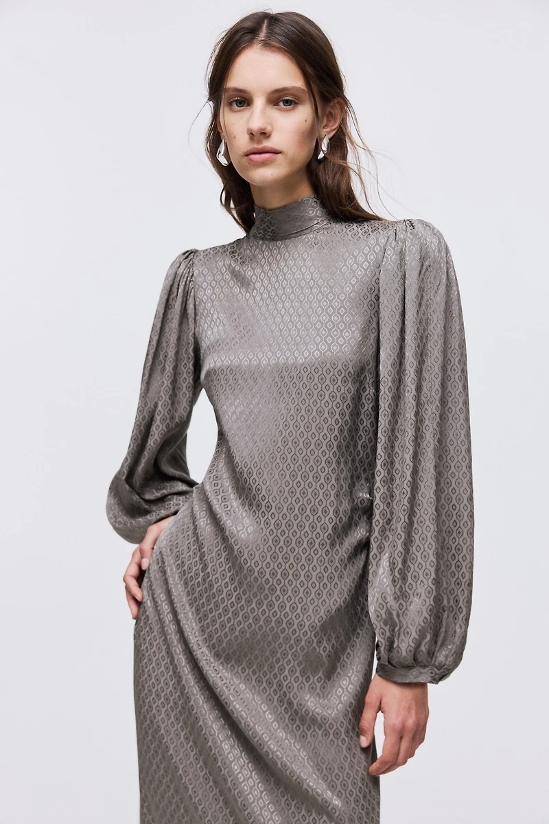 Tie-Neck Satin Dress