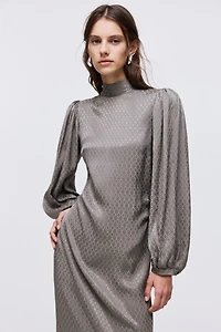 Tie-Neck Satin Dress