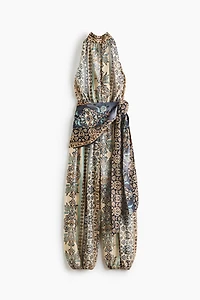 Combi-pantalon dos nu avec détail à nouer