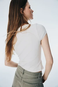 Ribbed Button-Front Top