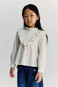 Ruffle-Detail Cotton Blouse