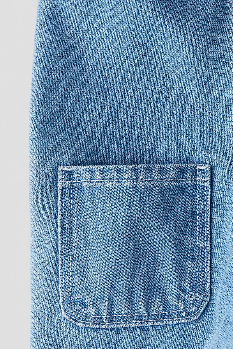 Printed Denim Overalls