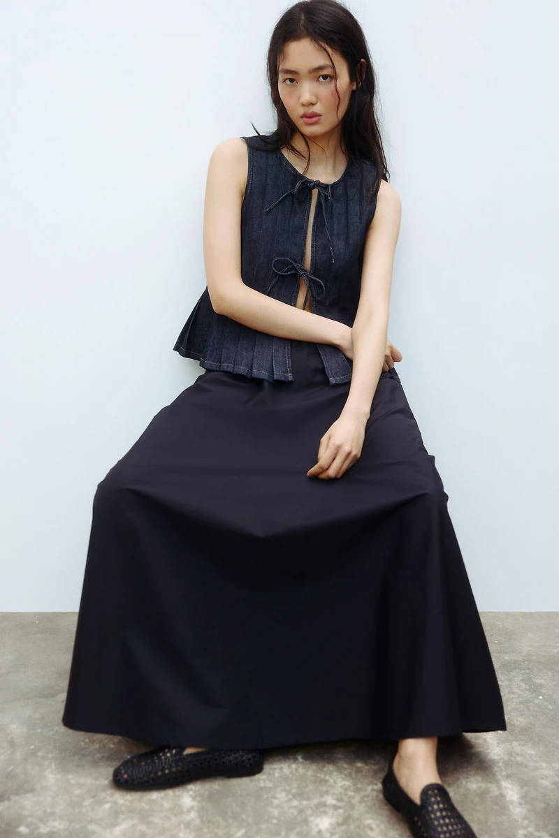 Tie-Detail Denim Vest