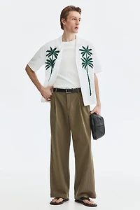 Relaxed-Fit Embroidered-Motif Resort Shirt