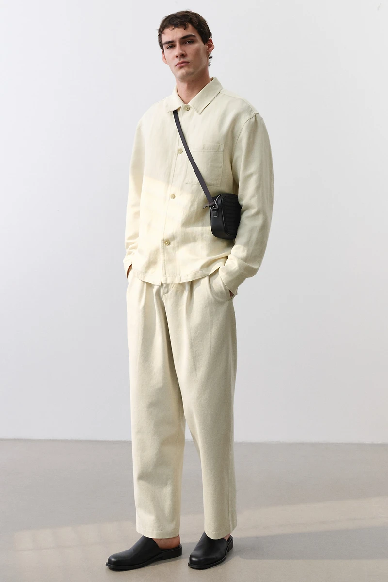 Regular-Fit Linen-Blend Overshirt