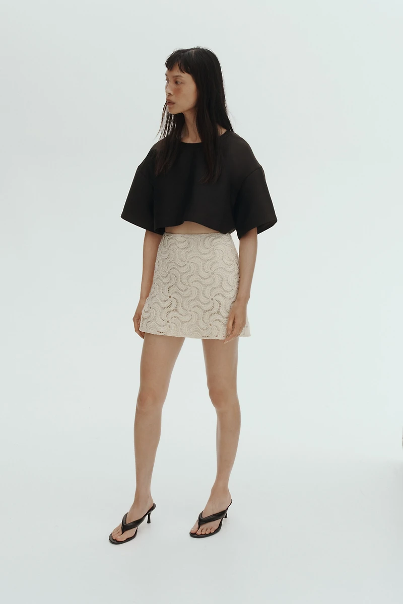 Beaded Crochet-Look Skirt