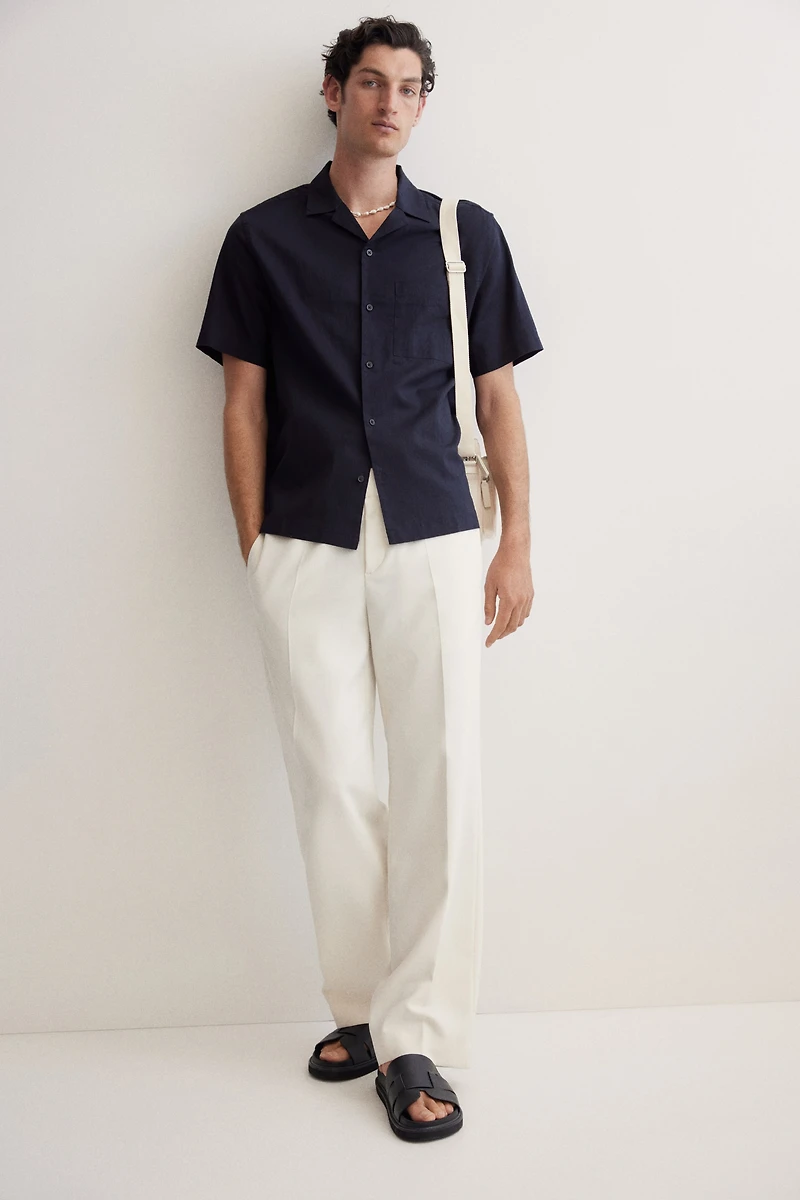 Regular-Fit Short-Sleeved Linen-Blend Shirt
