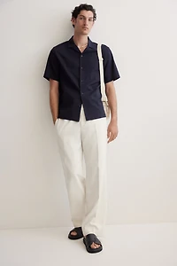Regular-Fit Short-Sleeved Linen-Blend Shirt