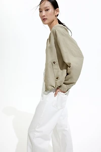 Linen-Blend Bomber Jacket