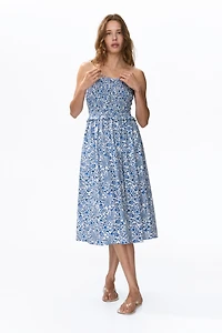 Smocked-Bodice Bandeau Dress