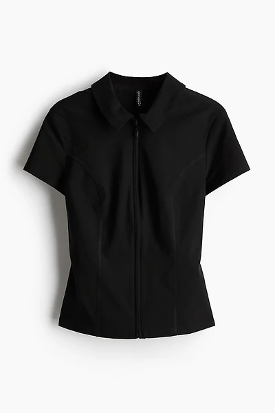 Zip-Front Top with Collar