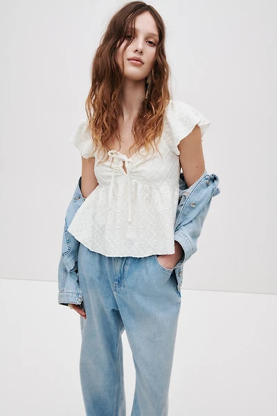 Pointelle Jersey Blouse