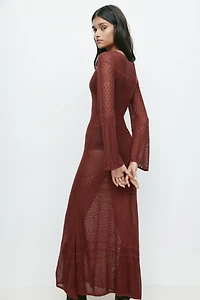 Robe maxi en tricot pointelle