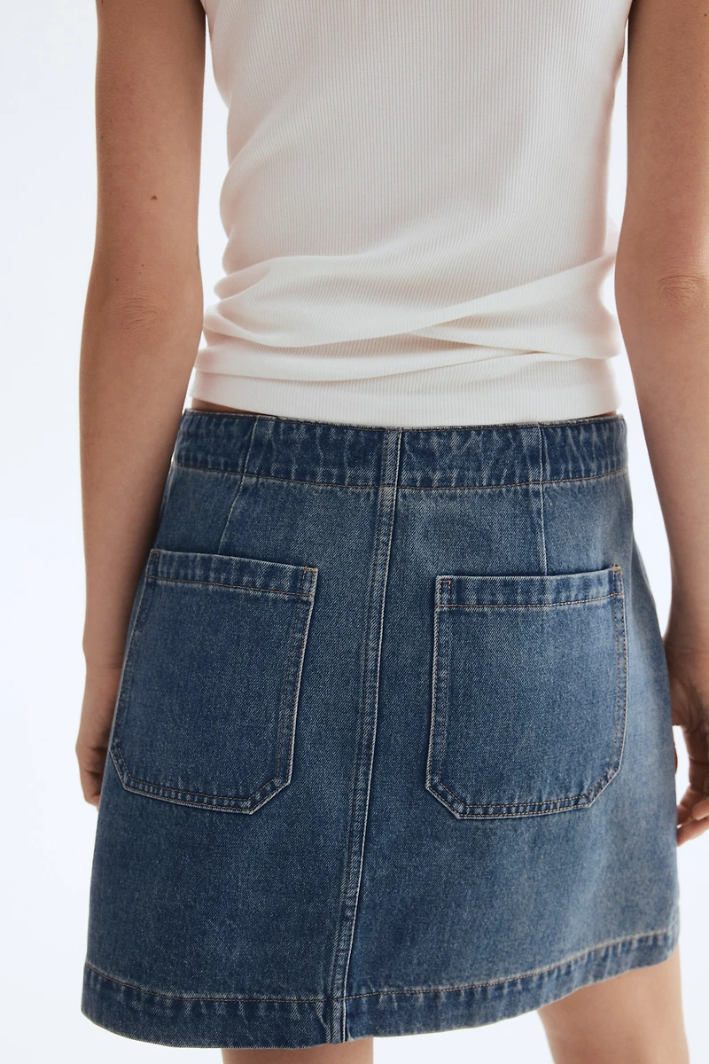 Denim Lace-Up Mini Skirt