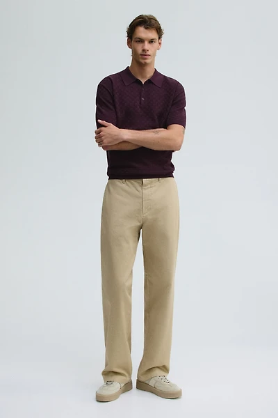 Slim-Fit Textured-Knit Polo Shirt