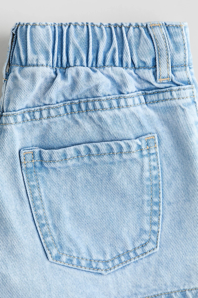 Printed Denim Shorts