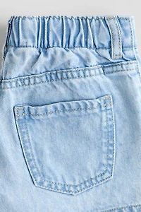 Printed Denim Shorts