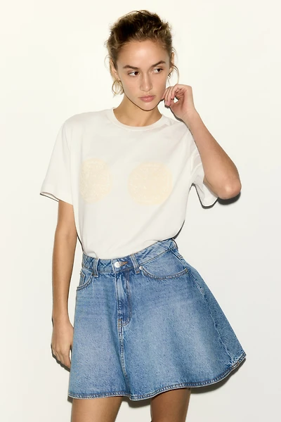 T-Shirt with Embroidered Motif